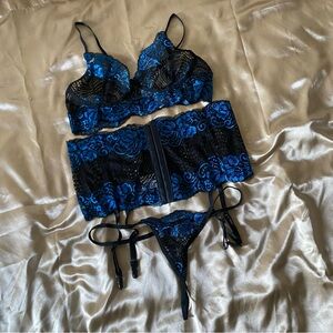 Women Sexy Lingerie Sleepwear Underwear Nightwear Lace Bra 3 Piece Set Size XL